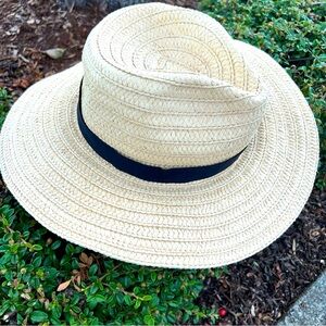 Madewell Packable Straw Hat Braided Natural Black Band Beach Sun Women's Sz S/M